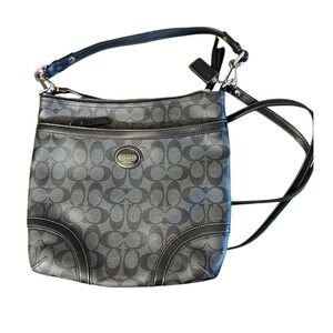 Coach Signature Jacquard Crossbody Bag Gray‎ Leather Trim + FREE Bag Charm 🎁